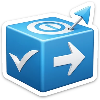 create an emoji with a tilted blue box with a white arrow in it make sure its kinda small sticker