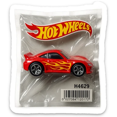 Hot Wheels toy car, glossy and puffy, vacuum-sealed style sticker