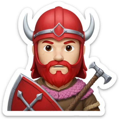 Viking avec une hache et un casque rouge et où on voit pas ses yeux  sticker