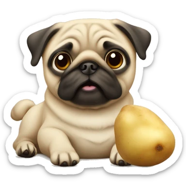 Pug dog with a potatoes  sticker