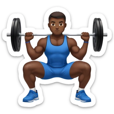 jacked man black clothes blue shoes barbell squats sticker