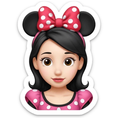A girl wearing disney Minnie mouse hairband  sticker