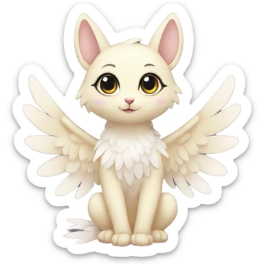 Anthro shy cute kawaii winged animal hybrid full body sticker