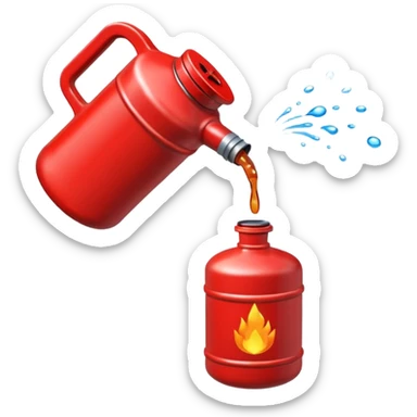 red gasoline canister pouring drops of diesel sticker