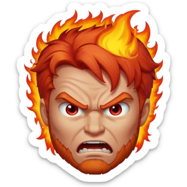 burning angry bodybuilder red haired man  sticker