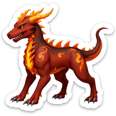 Copper-Bronze Molten-Lava Glow-Cracked Fiery-Runed Draconic Houndoom-Garchomp-hybrid-creature (full body) sticker