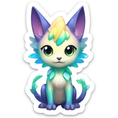 a anthro chibi-style gradient-shiny gem-sparkle-Fakémon-hybrid full body sticker