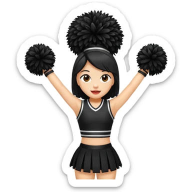 black cheerleader pom pom sticker