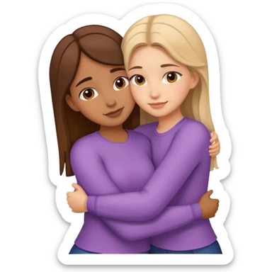 Two girl best friends hugging  sticker