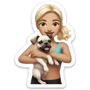 light-skinned and fair-haired dancer with a French bulldog puppy sticker
