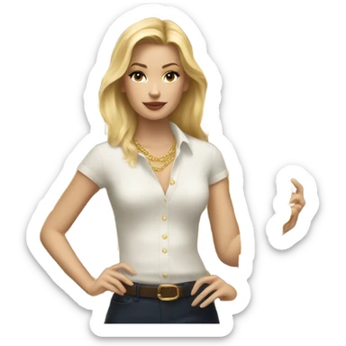 Blonde Ralph lauren women working holding gold bars  sticker