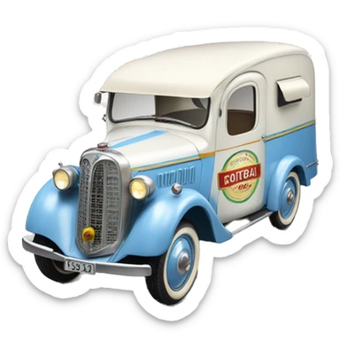 ice cream caravan,1935 fiat ,pearl blue  sticker