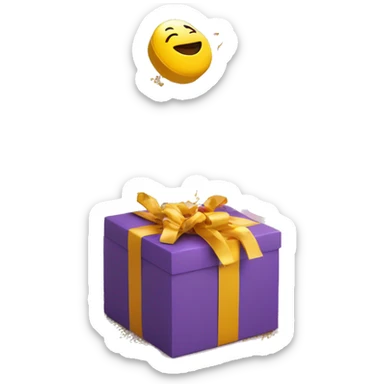 a gift box is open and confetti is flying out of it sticker