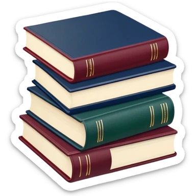 A flat-style illustration of three stacked hardcover textbooks, in muted academic colors like navy blue, maroon, and dark green. Symbolizing structured school education. Minimal cartoon style, white background, iOS emoji aesthetic. sticker