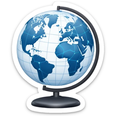 white world globe with connected network sticker