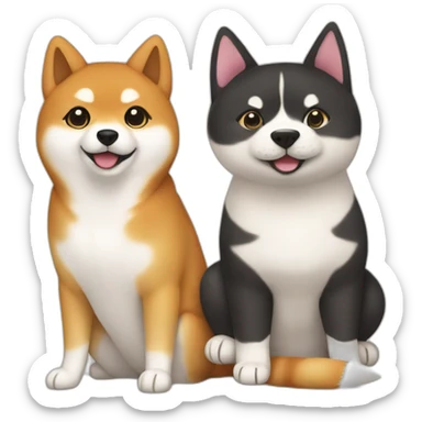 shiba inu and cat are best friends sushi sticker