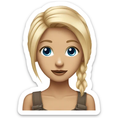 Blonde girl with blue eyes with Yorkshire Terrier sticker