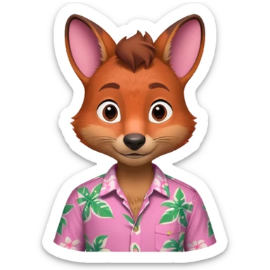 Nick Wilde with a pink Hawaii shirt from the Zootopia Disney movie sticker
