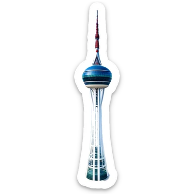 ​Cinematic Realistic N Seoul Tower, depicted in brilliant daylight as a slender, single-column tower rising from a modern cityscape, crowned by a sleek cylindrical observation deck offering panoramic views over Seoul, with crisp glass and steel surfaces reflecting clear blue skies and subtle architectural details that capture its futuristic elegance, sticker