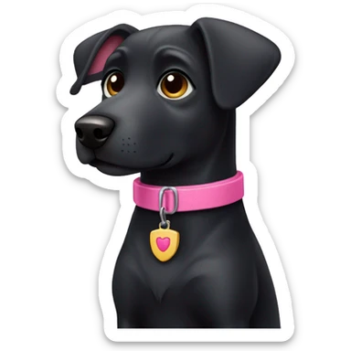 Black dog with pink collar sticker