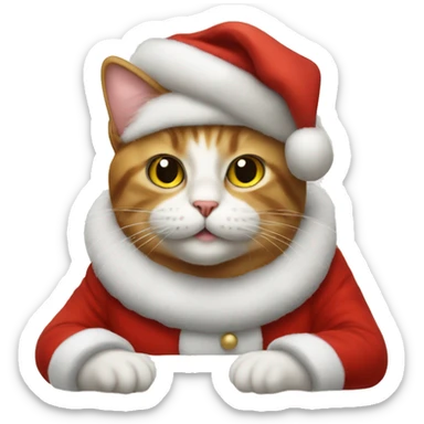 cat dressed as santa claus sticker