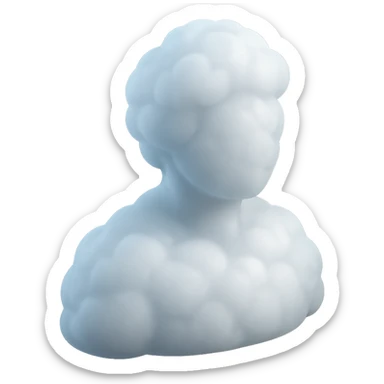 A person from the shoulders up, entirely composed of fluffy, convex, white clouds sticker