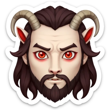 Evil, shadowie Male lord with Red glowing eyes and Long darkBrown Hair and goat beard sticker