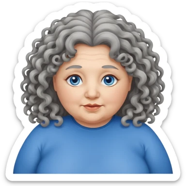  chubby 50 years olde woman with grey long curly hair and bleu eyes sticker