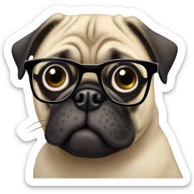 Pug wirh glasses  sticker