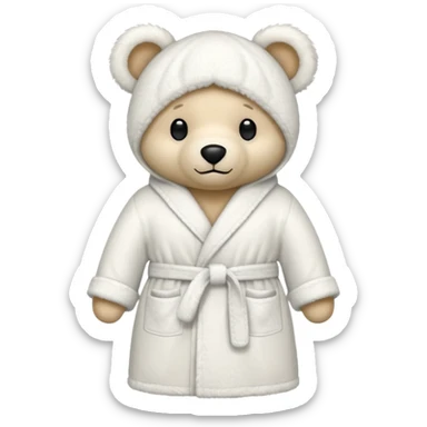 white teddy bear bathrobe sticker