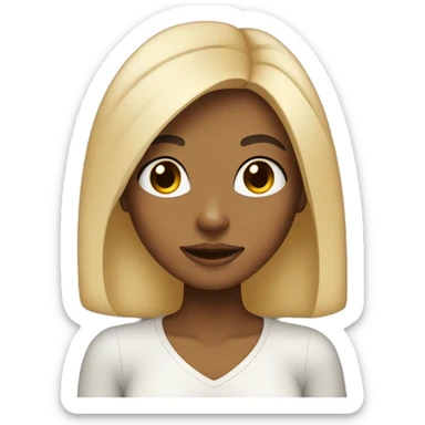 Tan girl with dark black hair and blonde highlights  sticker