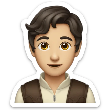 elf androgynous person with dark brown hair and   sticker