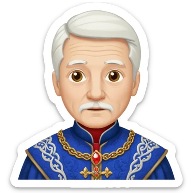 a white haired old man standing in medieval royal clothes sticker