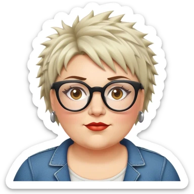  plus size white women with short shaggy spiked hair wearing glasses sticker