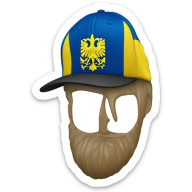 A cap (or hat) with Ukraine coat of arms on it sticker