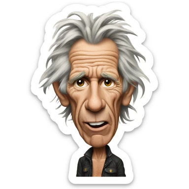 Keith Richards cinta en la cabeza, lauhing out loud sticker