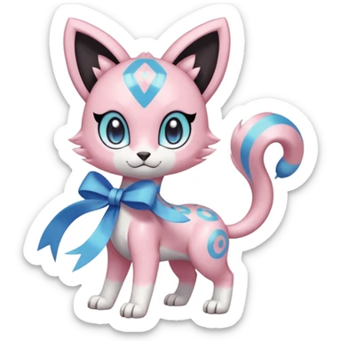 Pastel Shiny Cute Elegant Realistic Adorable Pretty Beautiful Meloetta-Meicoomon-Gatomon-Liepard-Pokémon-Digimon-Fakémon-fusion-hybrid-creature sticker