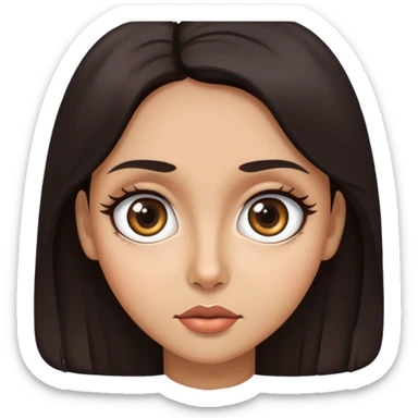 woman face with big eyes, medium skin tone, and dark hair sticker