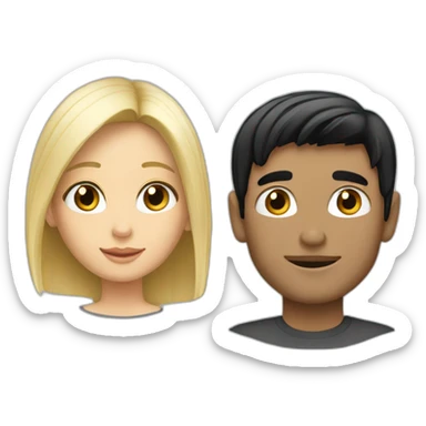 a couple of a blond girl with blackhaired man sticker