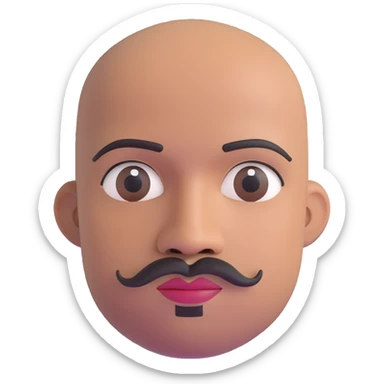 Oxumarê as a 37-year-old bald Black man with smooth oval head, indigenous facial features, mustache with goatee (no hair on sides of face), contour from chin to lips, and a beauty mark on left side below lip, Memoji style sticker