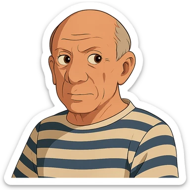 auto portrait of Pablo Picasso in ghibli style sticker