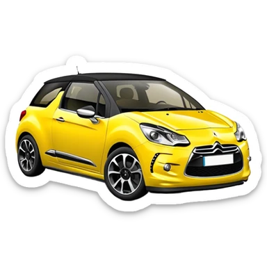 Yellow car Citroen DS3 with black roof like from car catalog  front left side sticker