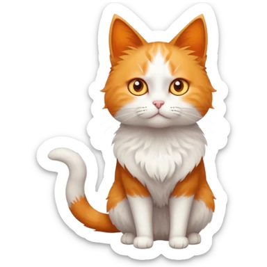 full body of tiny + skinny ginger and white cat with deep orange eyes and triangular shaped face sticker