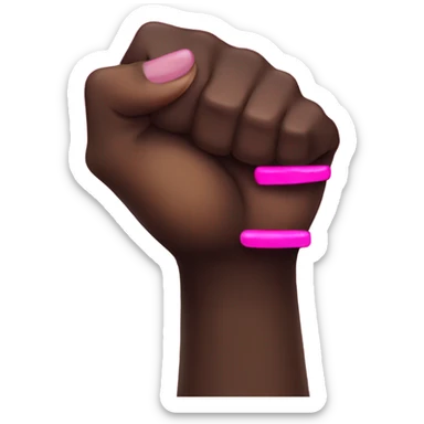 Black fist with pink long nails  sticker