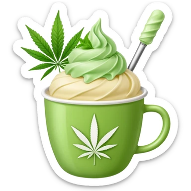 gelato in a cup with cannabis leaf sticker