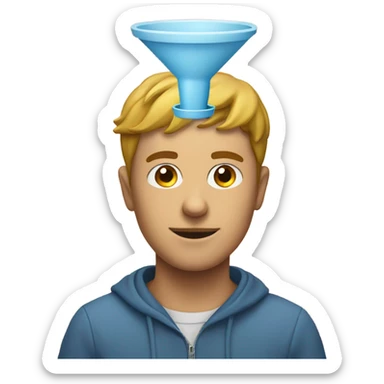 a person with a funnel on his head sticker