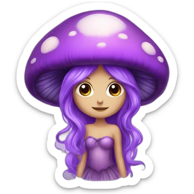 purple mushroom fairy with long hair sticker
