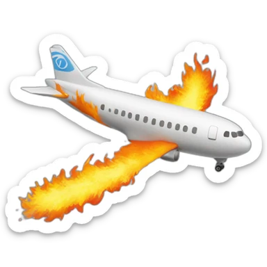 Un avion en feu  sticker