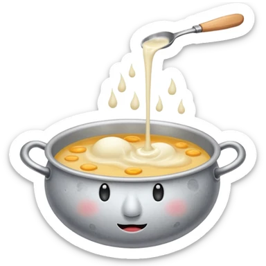 moon with droopy eyes being stirred like soup sticker