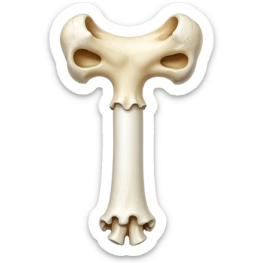 a femur bone with osteoporosis sticker
